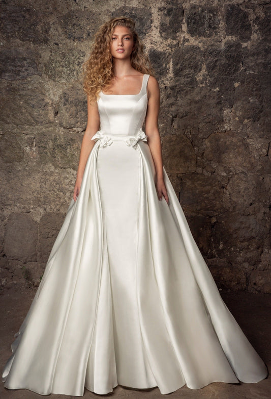 Mikado Double Bow Waistline Detached Overskirt