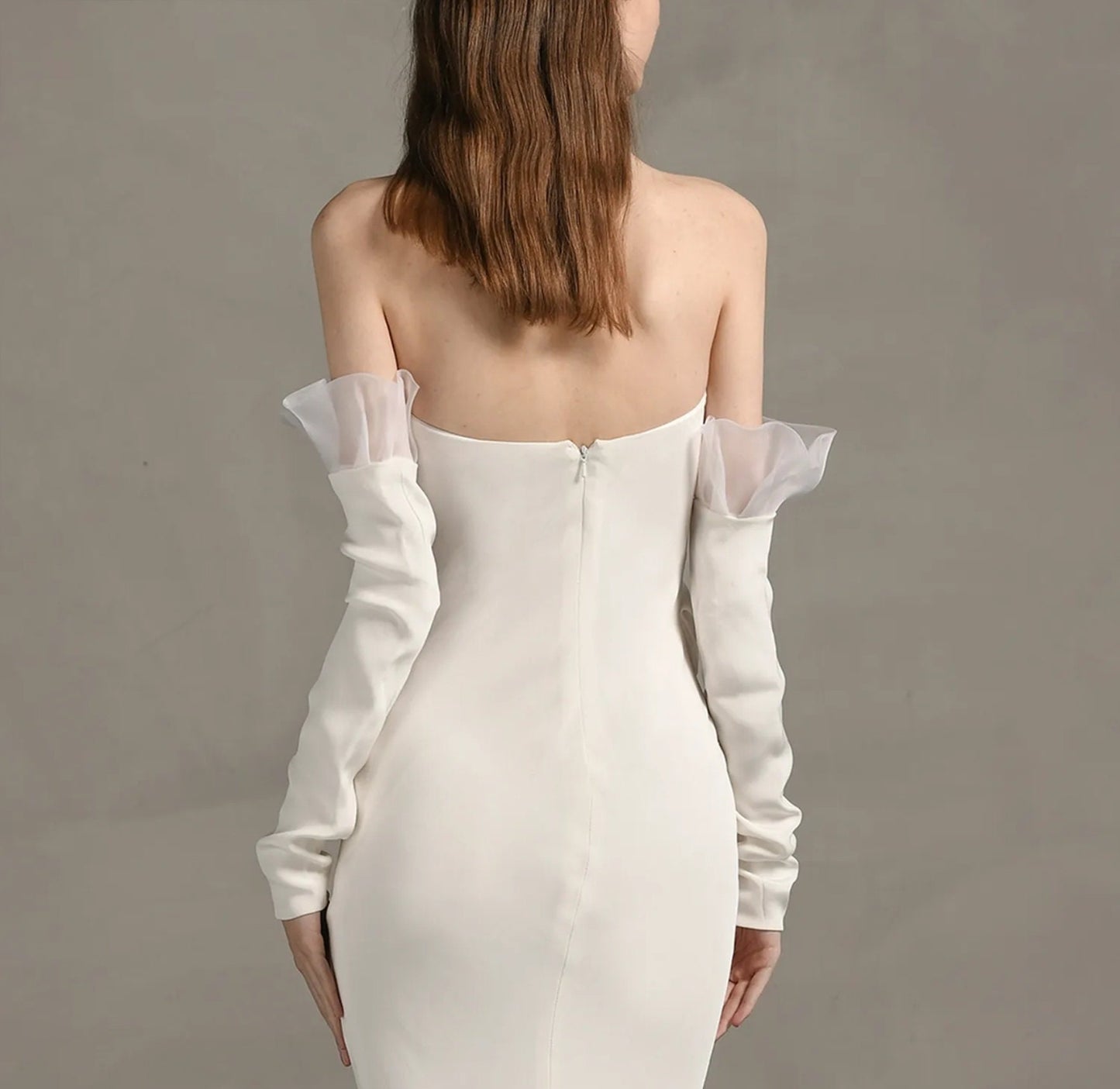 Detached Petal Bicep Soft Satin Slim Fitted Sleeves