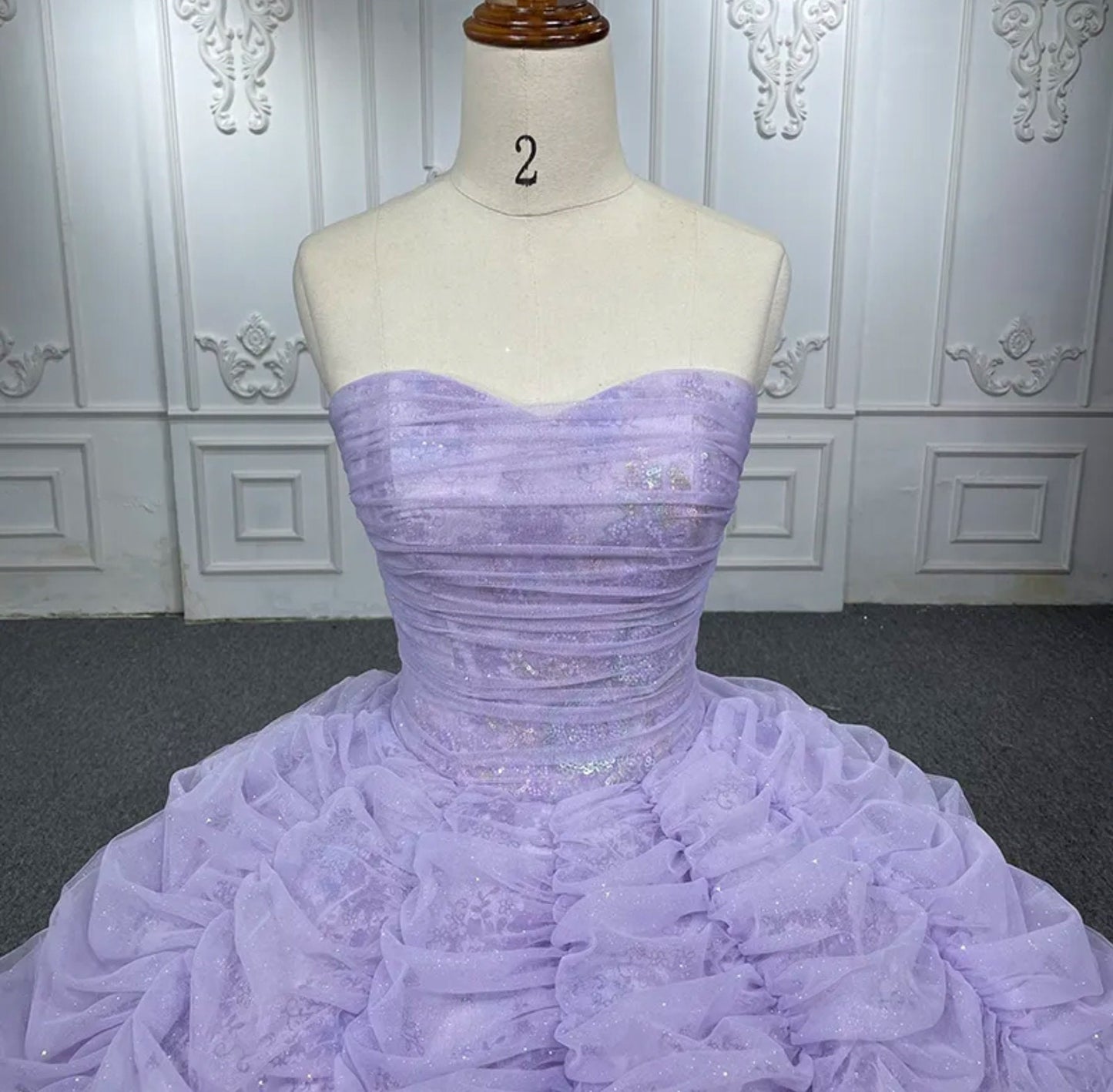 Shimmering Sweetheart Organza Draped Ruffle Quinceañera Special Occasion Pageant Party Event Gala Gown