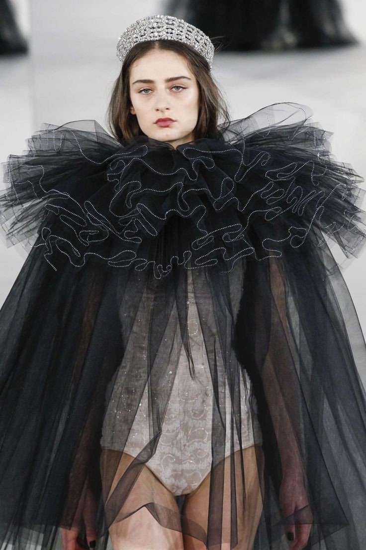 Multi Layered Frill High Neck Double Tiered Frill Hem Special Occasion Bolero Cape