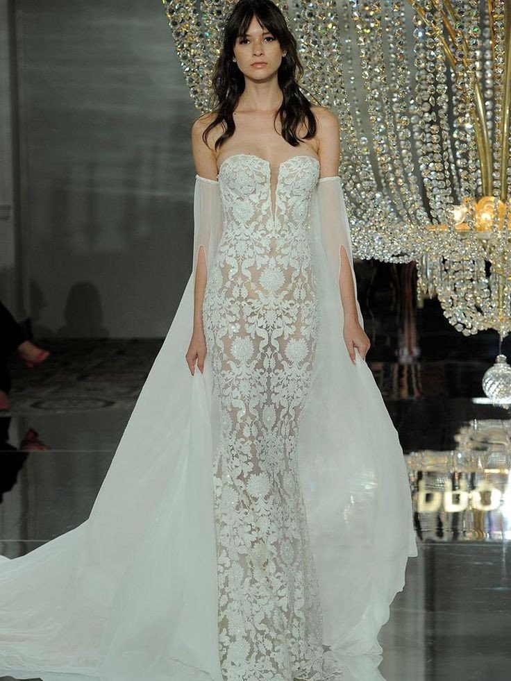 Chiffon Open Split Draped Sleeve Cape With Shimmering Beaded Sequin Trim