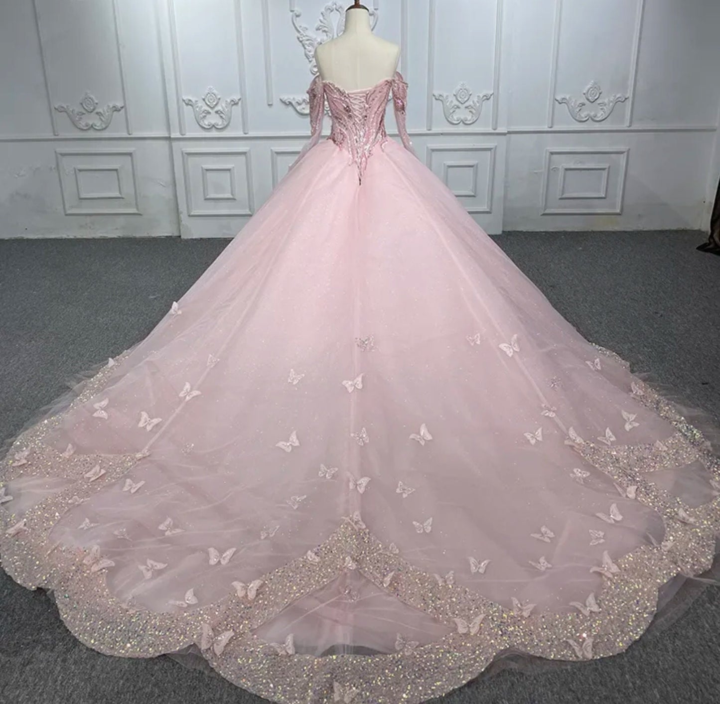 Pretty In Pink Sweetheart Glittering Shimmer Butterfly Princess Quinceañera Sweet Sixteen Pageant Party Special Occasion Event Gown