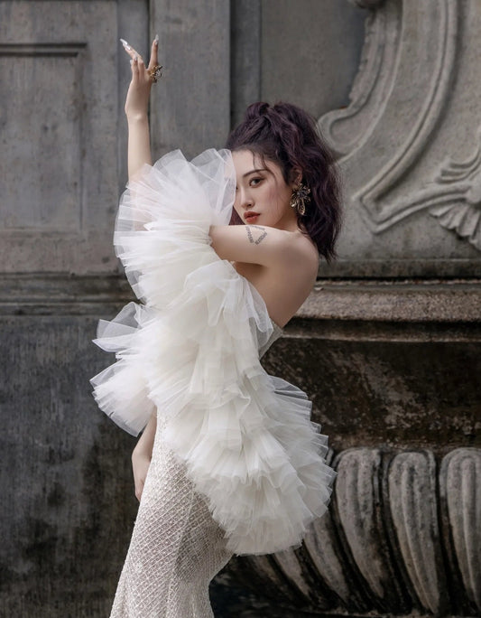 Minimalist Layered Tulle Bolero Wrap