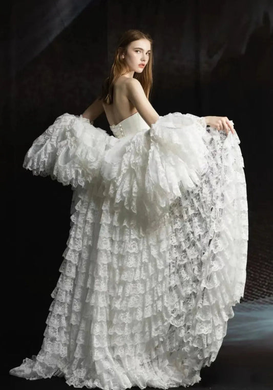 Elegant & Romantic Delicate Layered Lace Bridal Special Occasion Cape Jacket