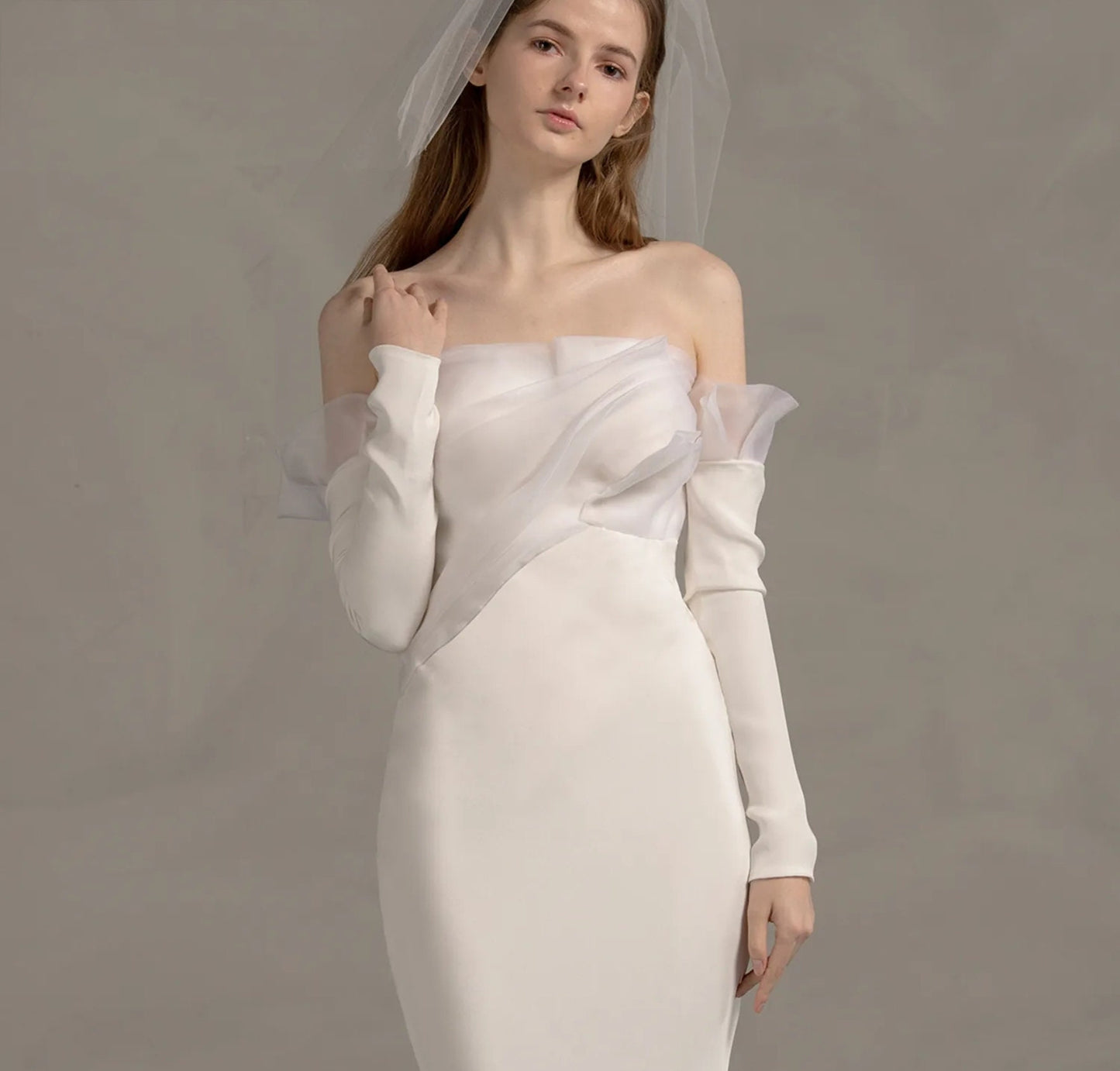 Detached Petal Bicep Soft Satin Slim Fitted Sleeves