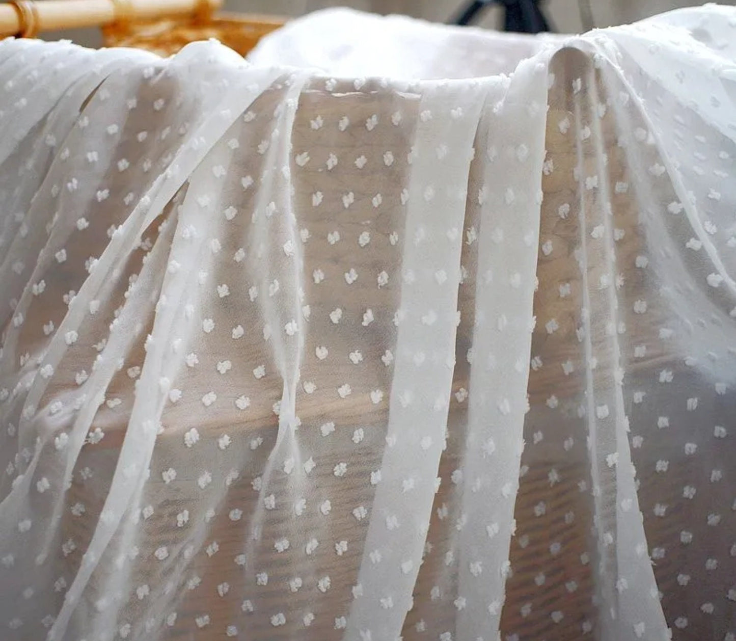 Dotted Chiffon & Ribbon Bridal Cape