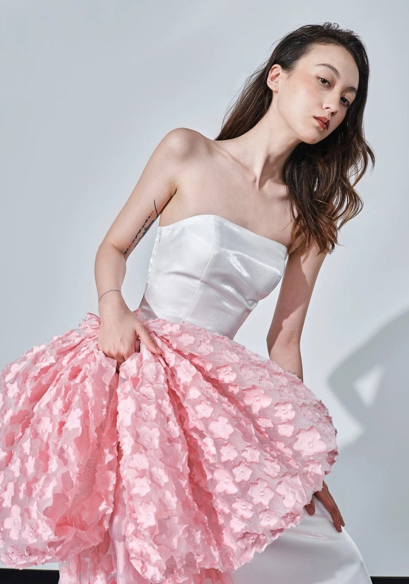 Detached Petite Floral Lace Oversized Bow Knot Special Occasion Bridal Sleeve Train