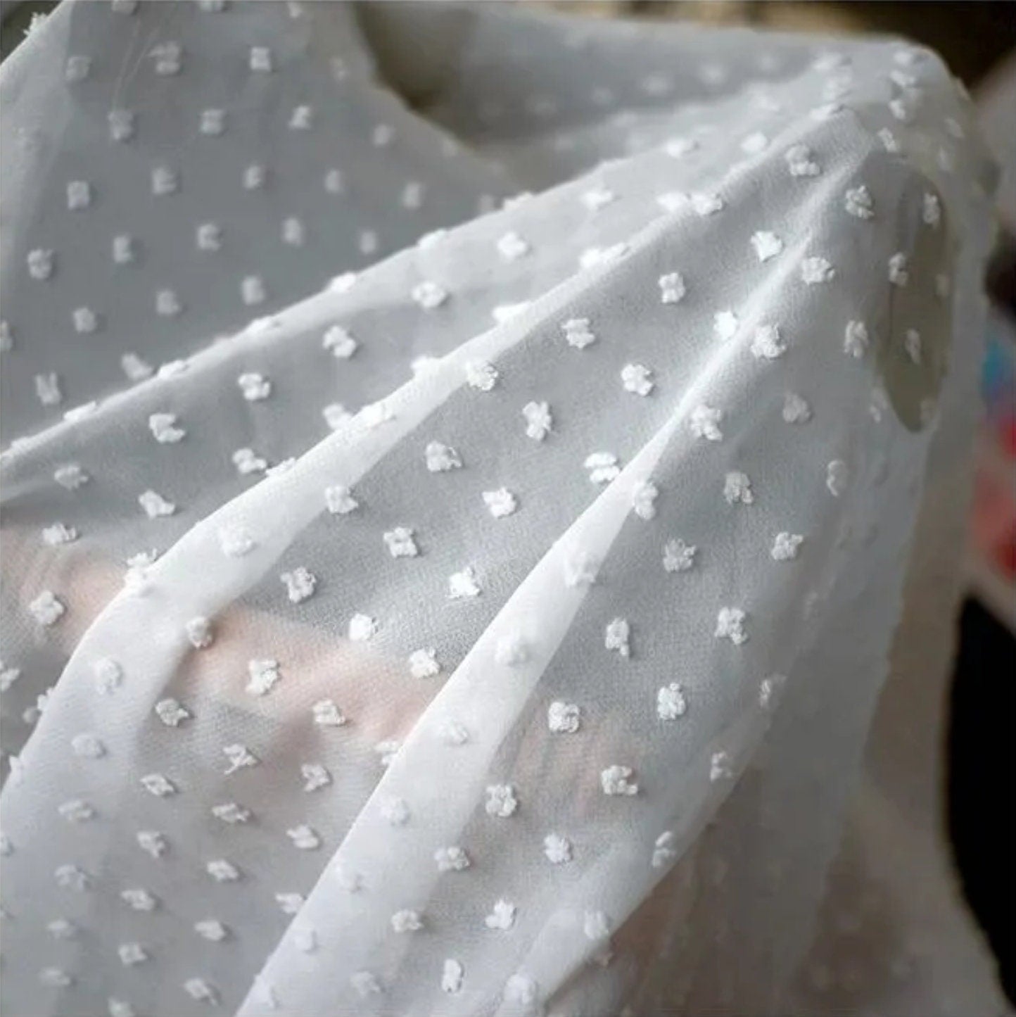 Dotted Chiffon & Ribbon Bridal Cape