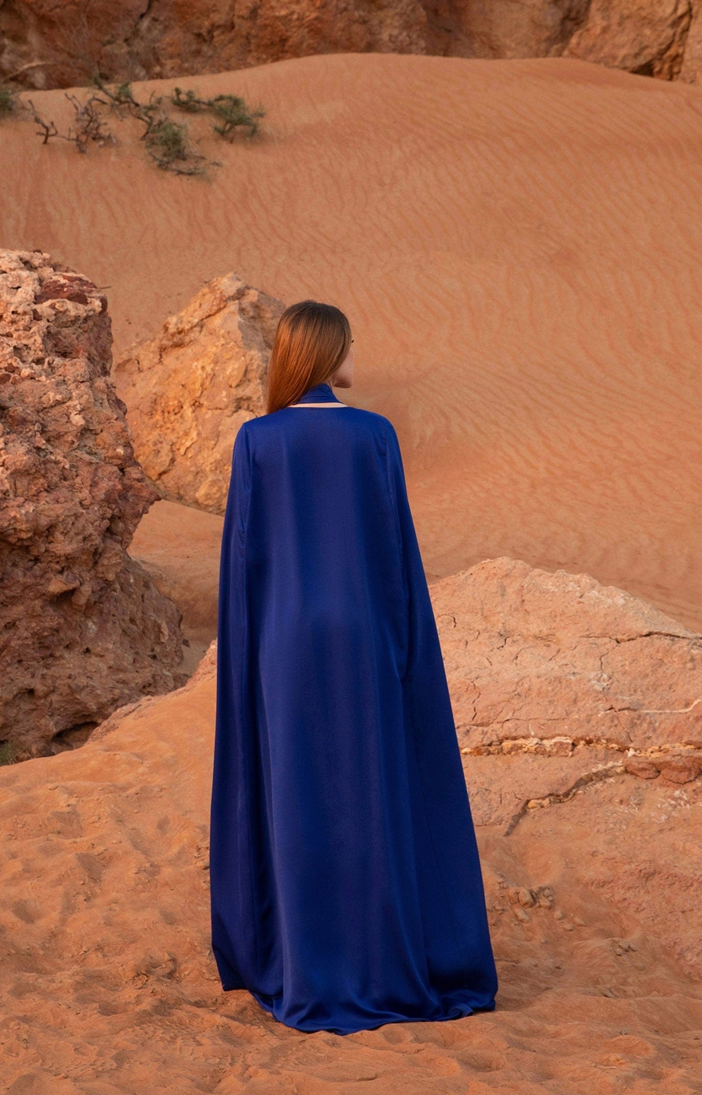 Soft Satin/Crepe Floor Length Beaded Long Sleeve Hole Elegant Special Occasion Event Cape Jacket