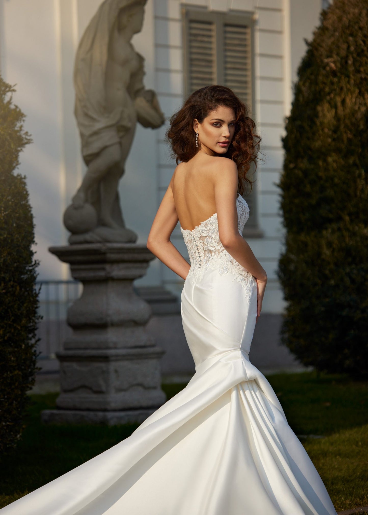 Floral Strapless Sweetheart Beaded Sequin Bodice Pleated With Elegantly Ruched & Pulled Side Hem Mermaid Gown