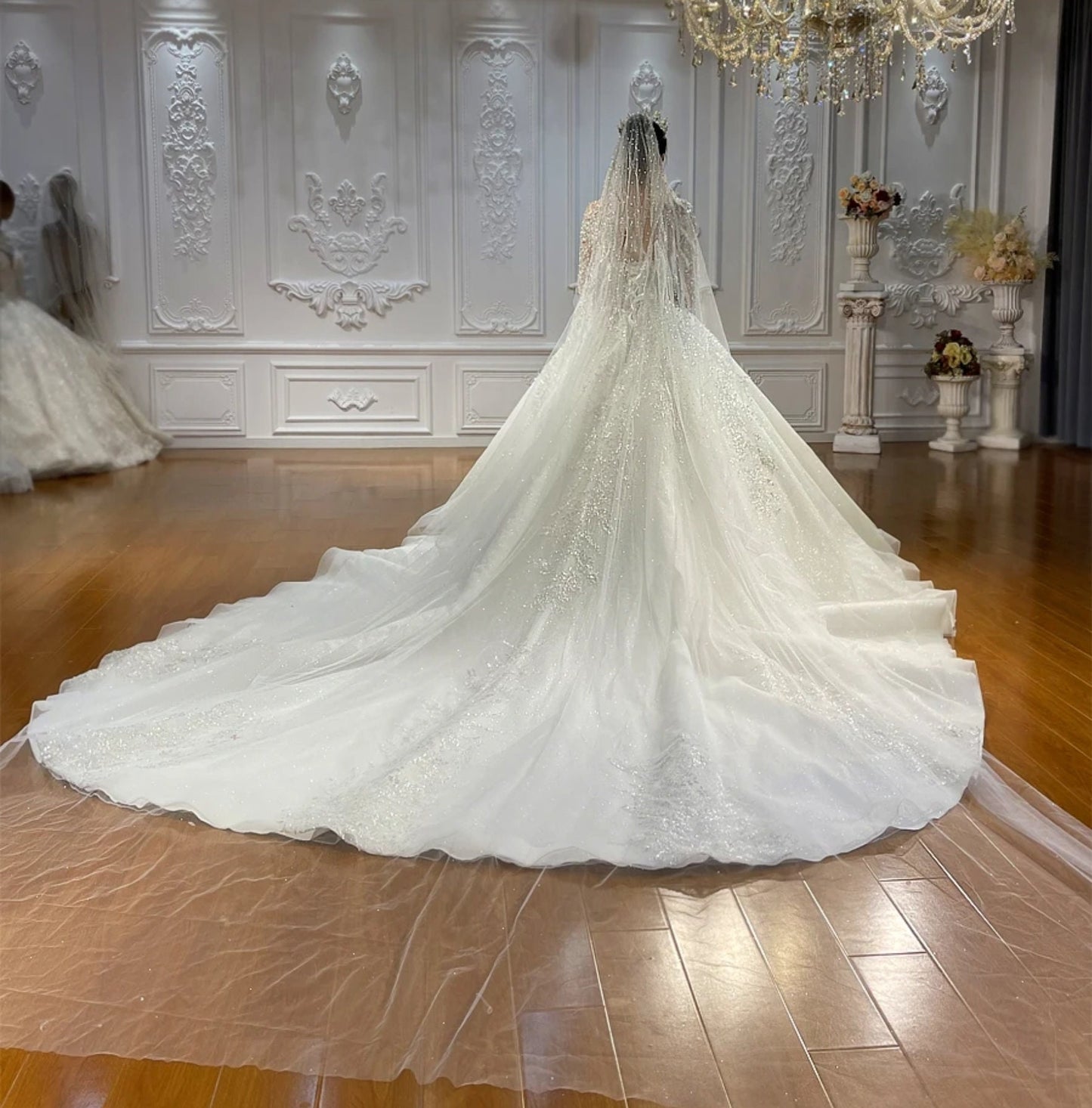 Sequin Beaded Sparkling Lace Shimmering Tulle Bridal Veil
