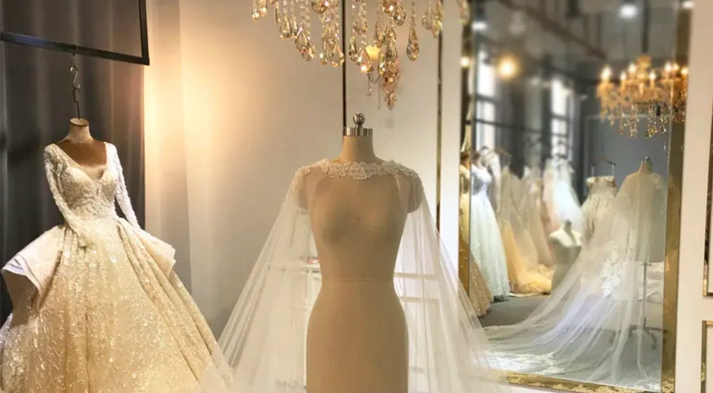Lace Edged Floral Beaded & Sequin Collar With Floral Lace Detail Back Bridal Cape