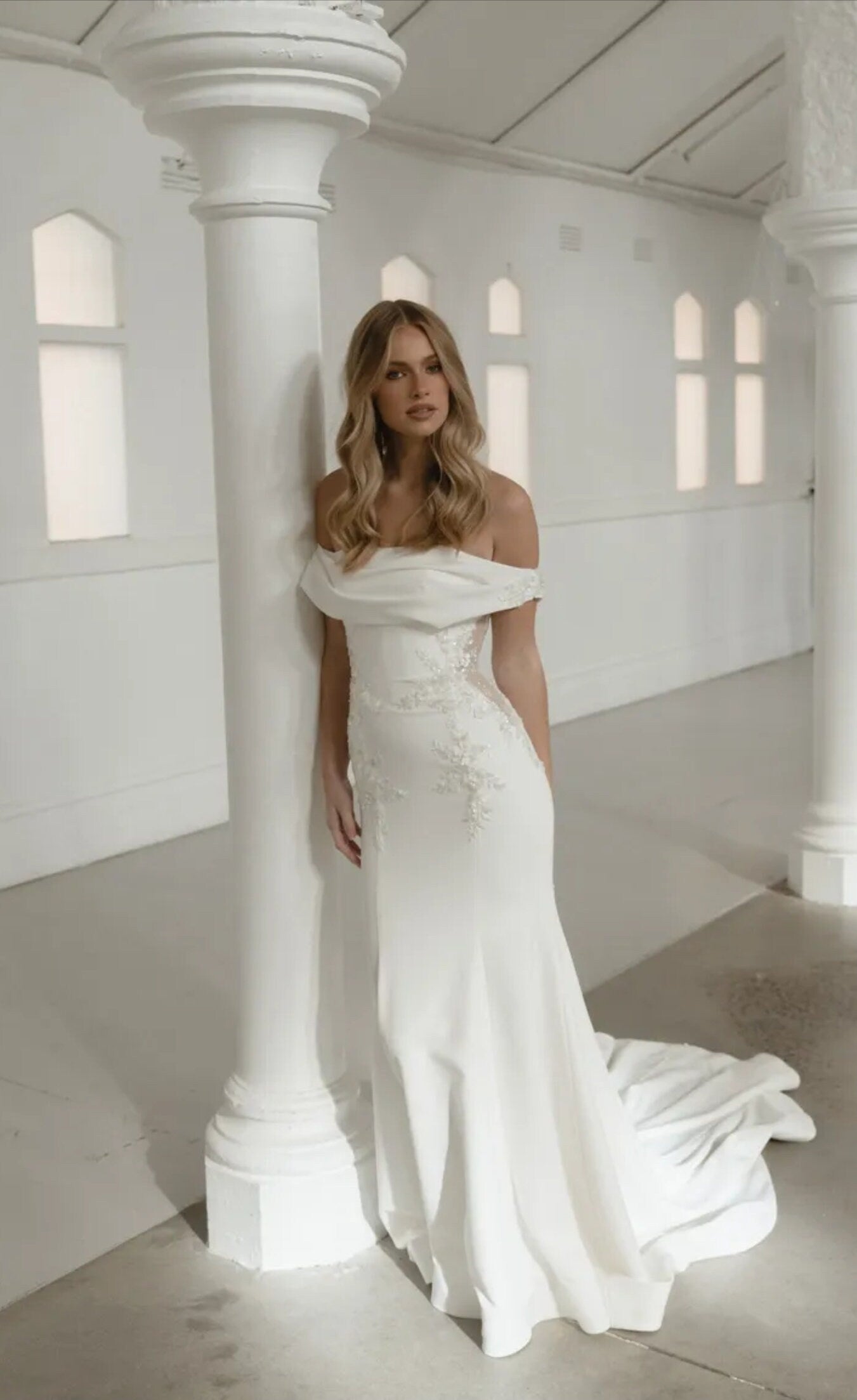 Boat Neck Off The Shoulder Beaded Sequinned Floral Appliqué Trumpet Gown With Cut Out Illusion Sides