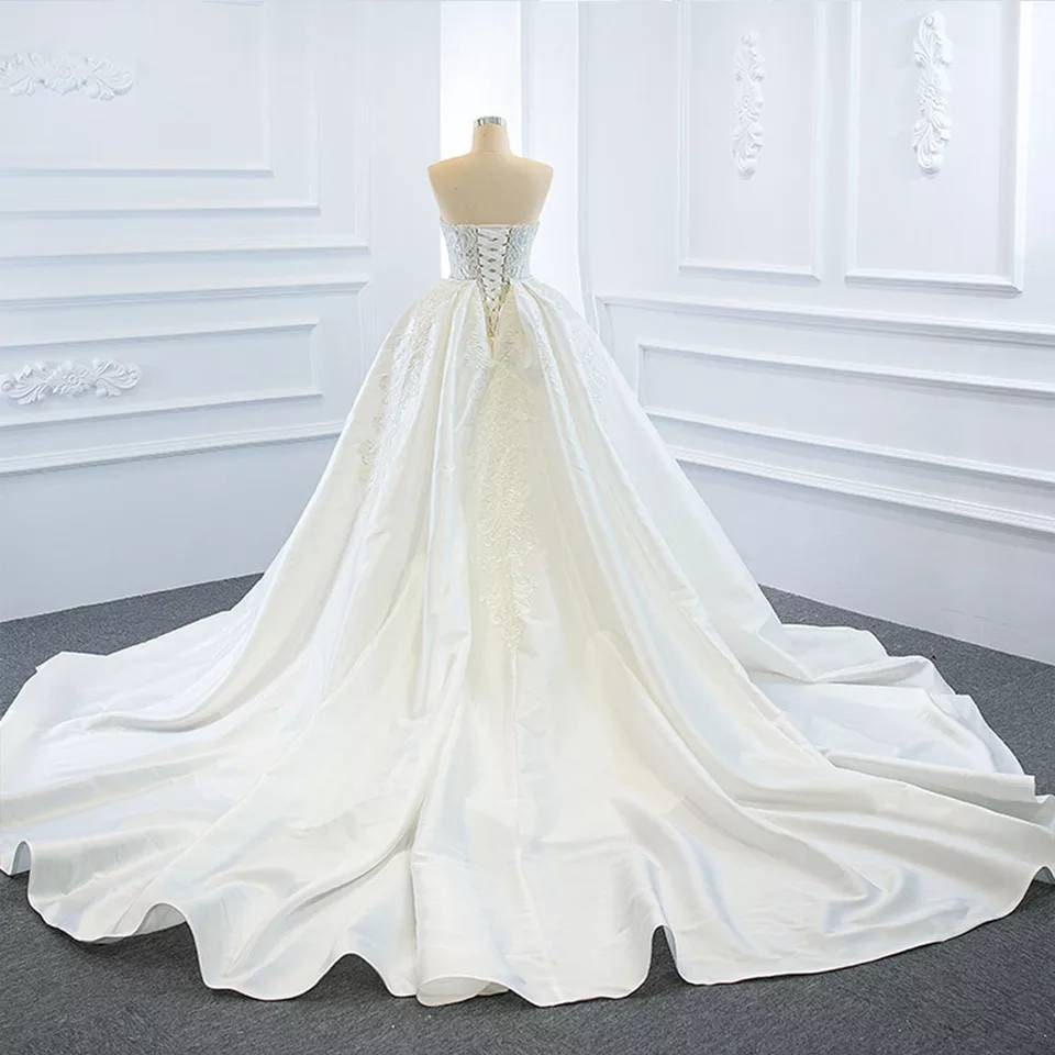 Appliqué Lace Mermaid Gown With Detachable Satin Chapel Waist Train