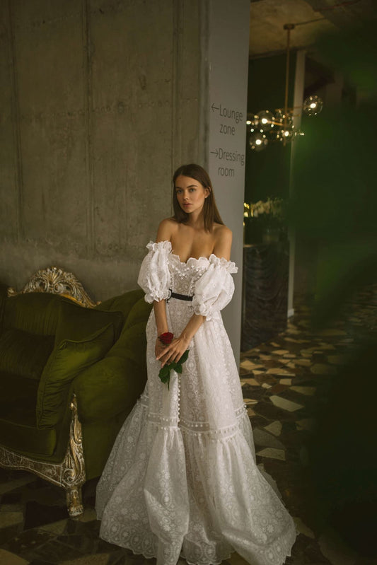 Detached Hollowed Out Floral Sleeves
