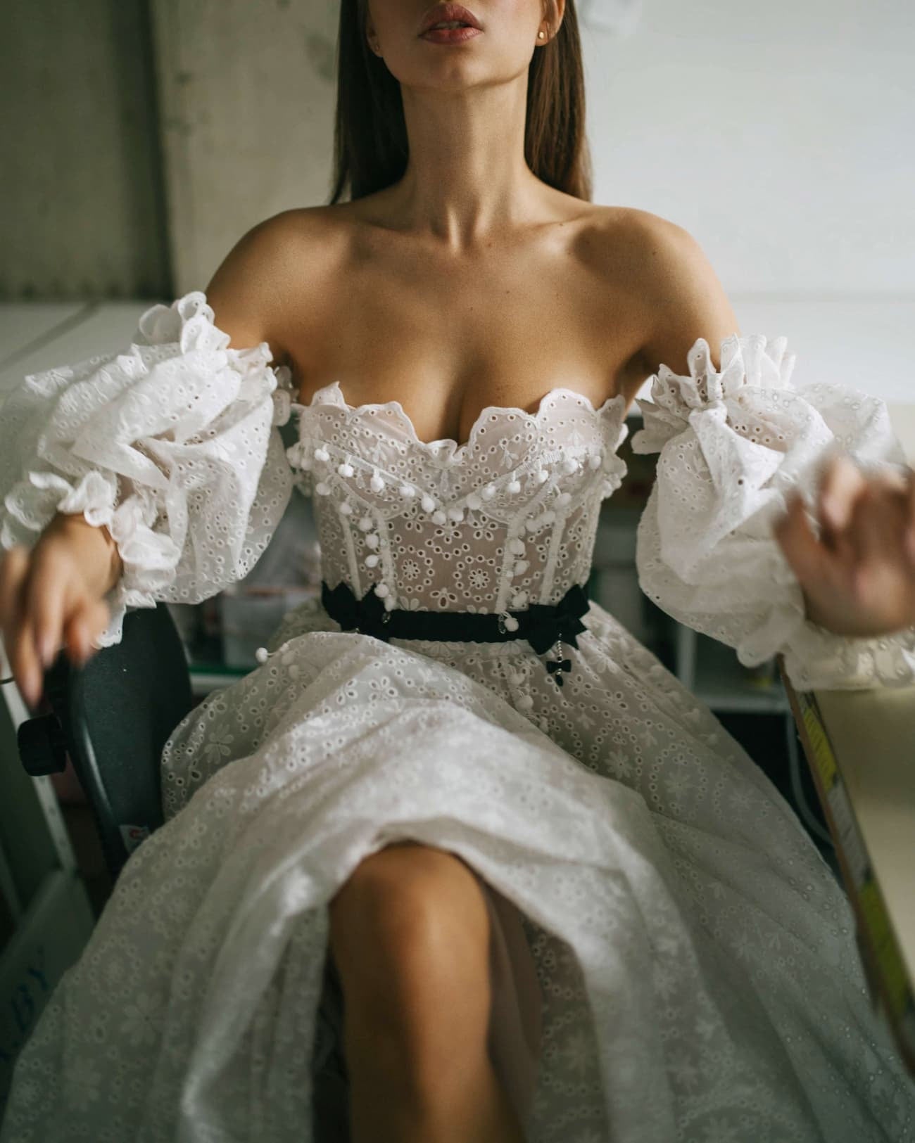 Detached Hollowed Out Floral Sleeves
