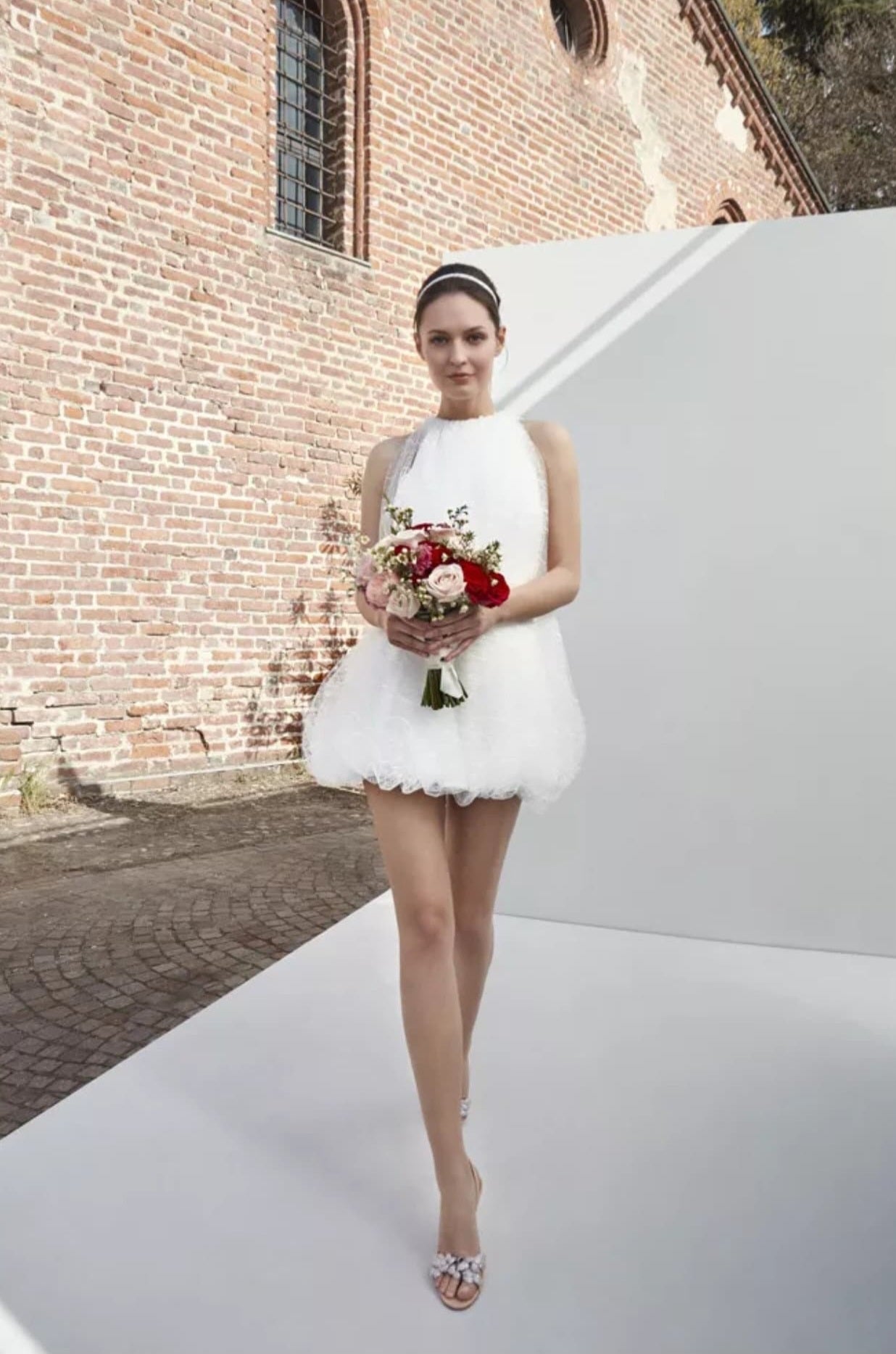 Above The Knee Mini Lace Halter Puff Dress WenLeeBridal Above The Knee Mini Lace Halter Puff Dress WenLeeBridal