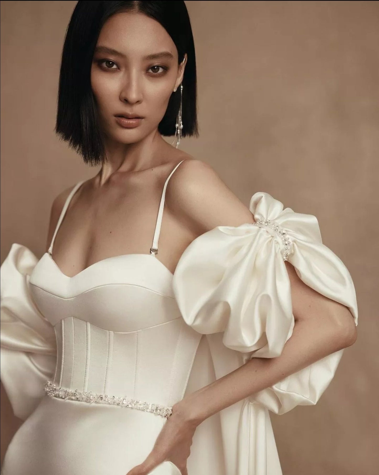 Bow Knot Crystal Embellished Bicep Sleeve Cape
