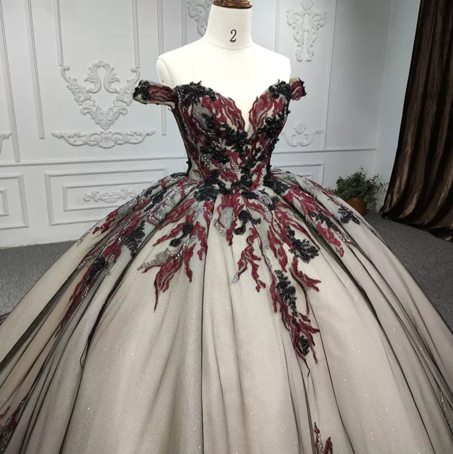 Off The Shoulder Shimmer Appliqué Quinceañera Ball Gown