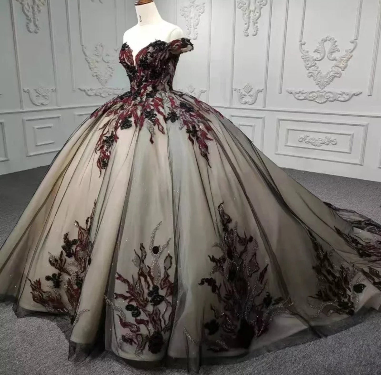 Off The Shoulder Shimmer Appliqué Quinceañera Ball Gown