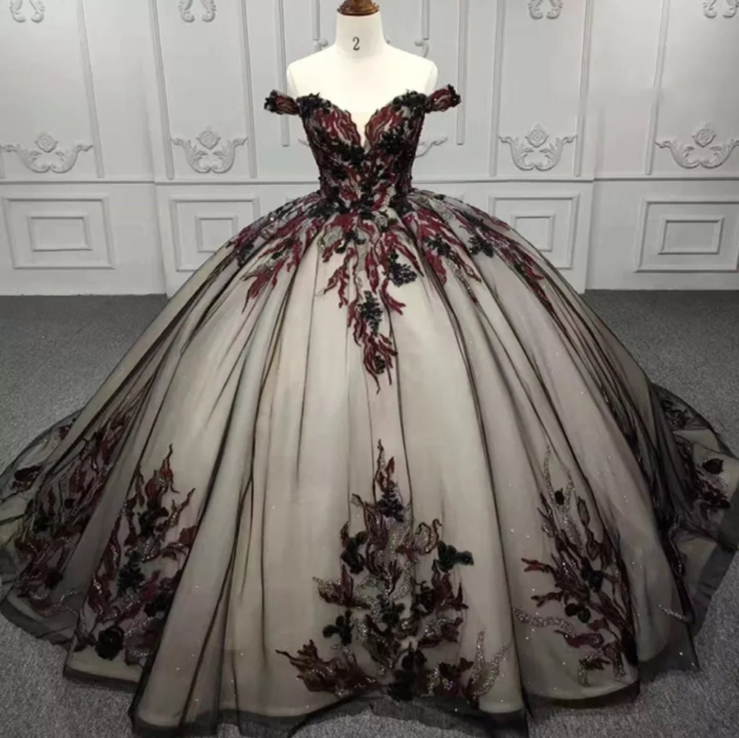 Off The Shoulder Shimmer Appliqué Quinceañera Ball Gown