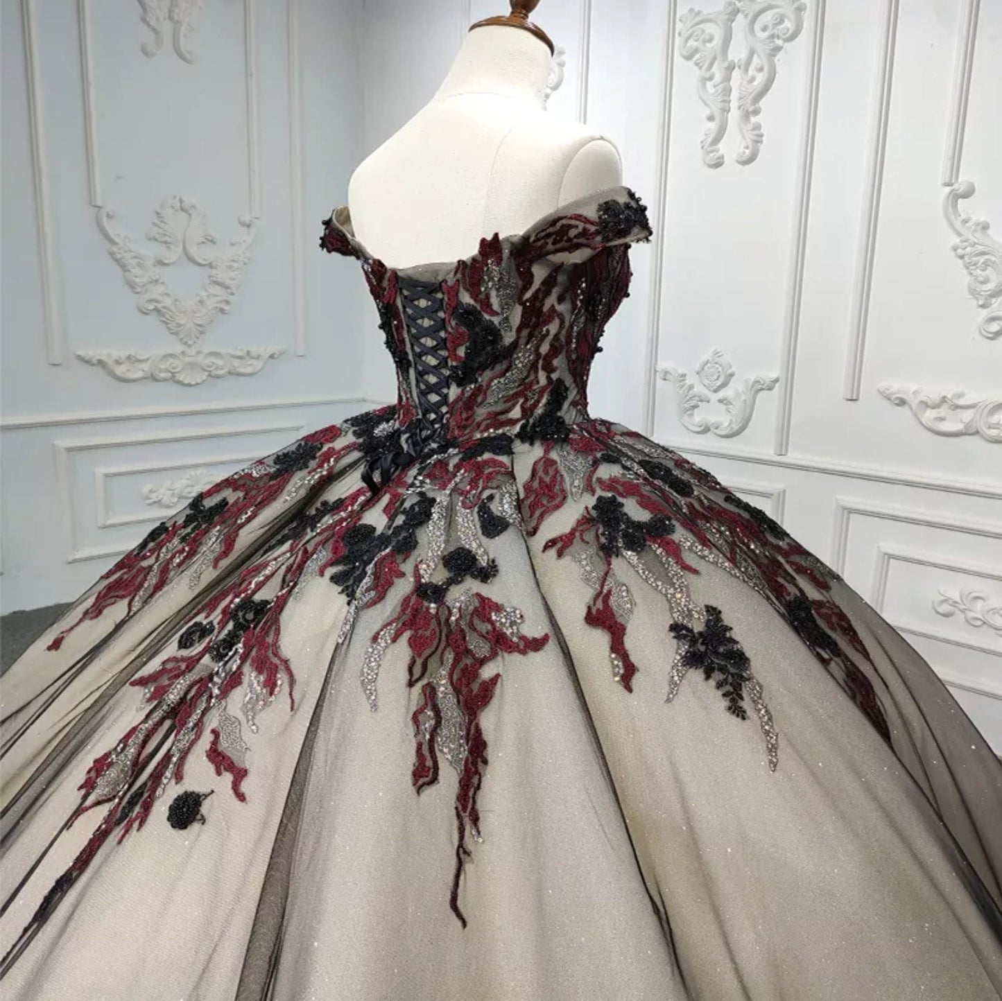 Off The Shoulder Shimmer Appliqué Quinceañera Ball Gown