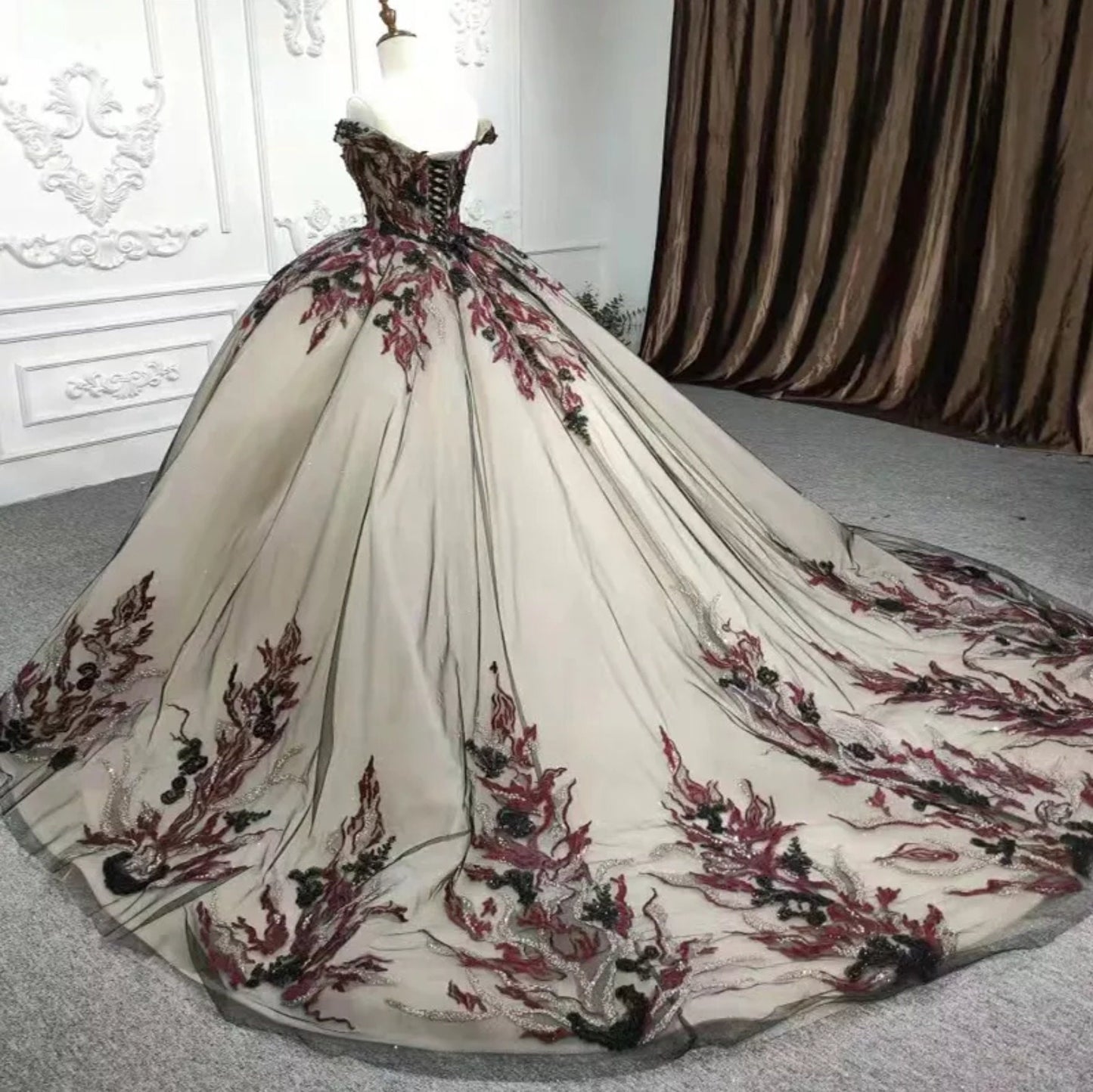 Off The Shoulder Shimmer Appliqué Quinceañera Ball Gown