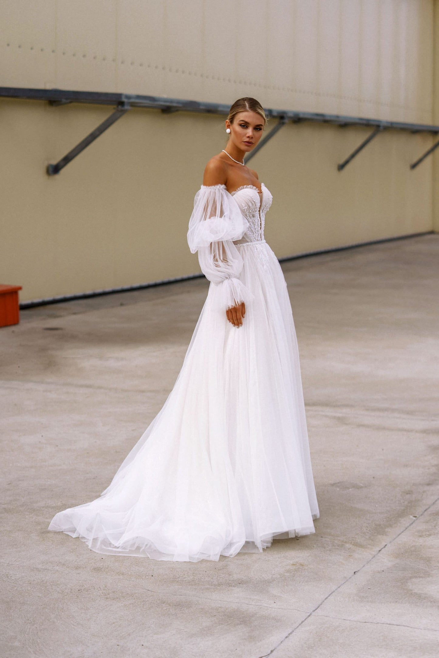 Strapless Sweetheart Beaded Sequin Gown With Detached Sleeves