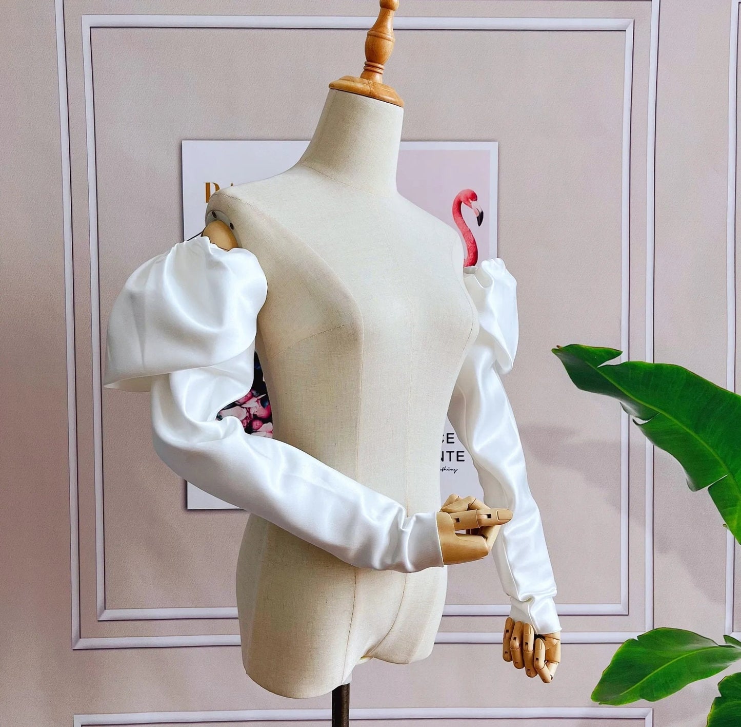 Detached Satin Balloon Bicep 3/4 Sleeves