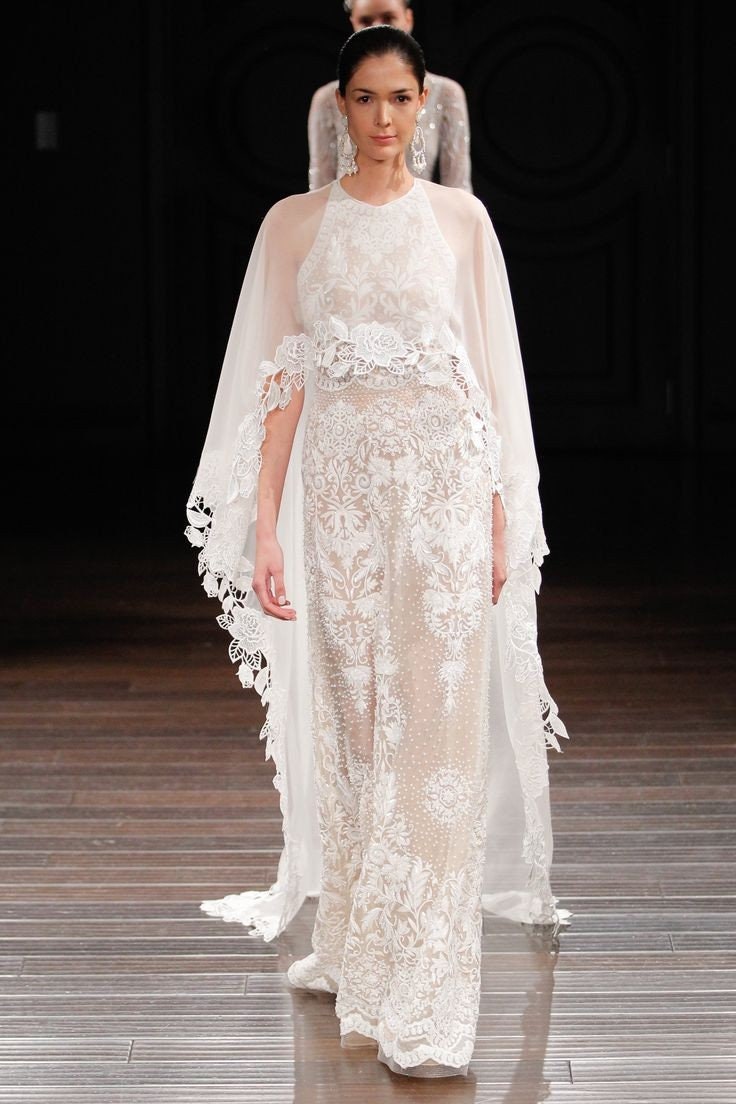 Floral Lace Appliqué Trim High Low Bolero Cape