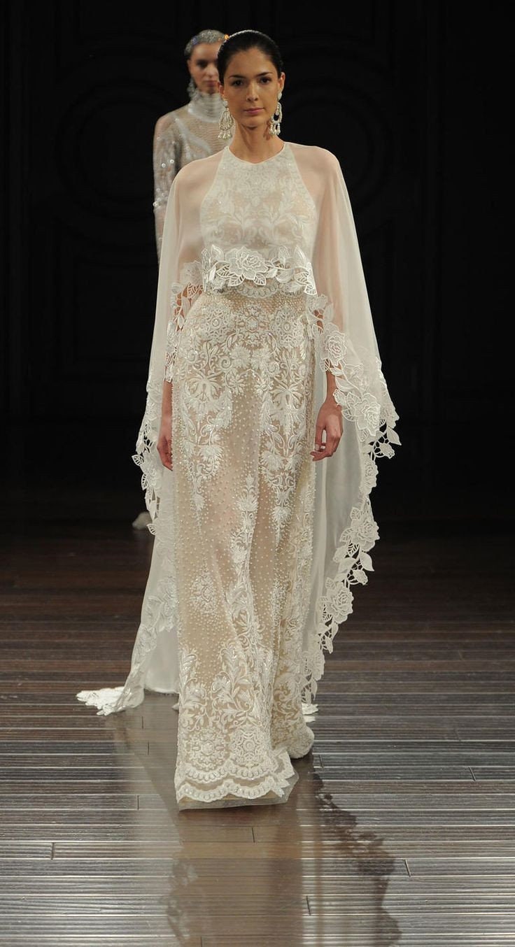 Floral Lace Appliqué Trim High Low Bolero Cape
