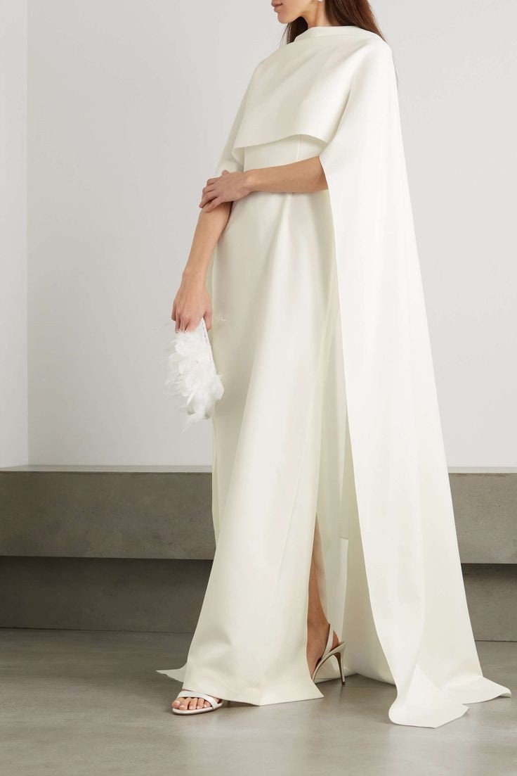 High Low Broad Shoulder Open Tie Back Cape