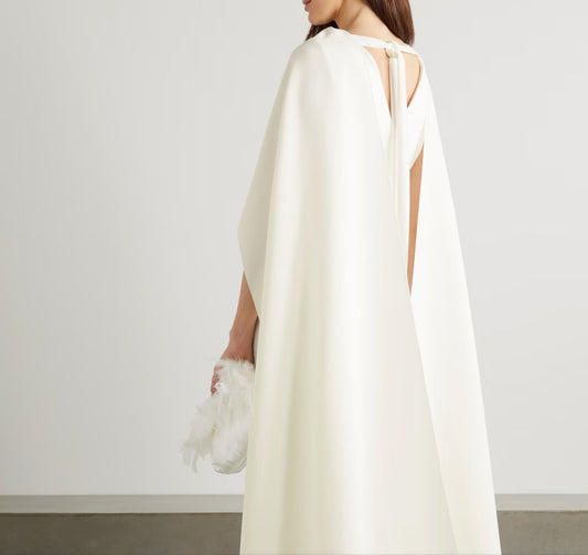 High Low Broad Shoulder Open Tie Back Cape