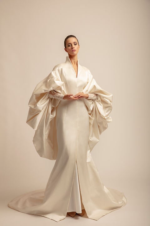 Floor Length Bubble Pleated Long Sleeve Victorian Lace Bolero Coat