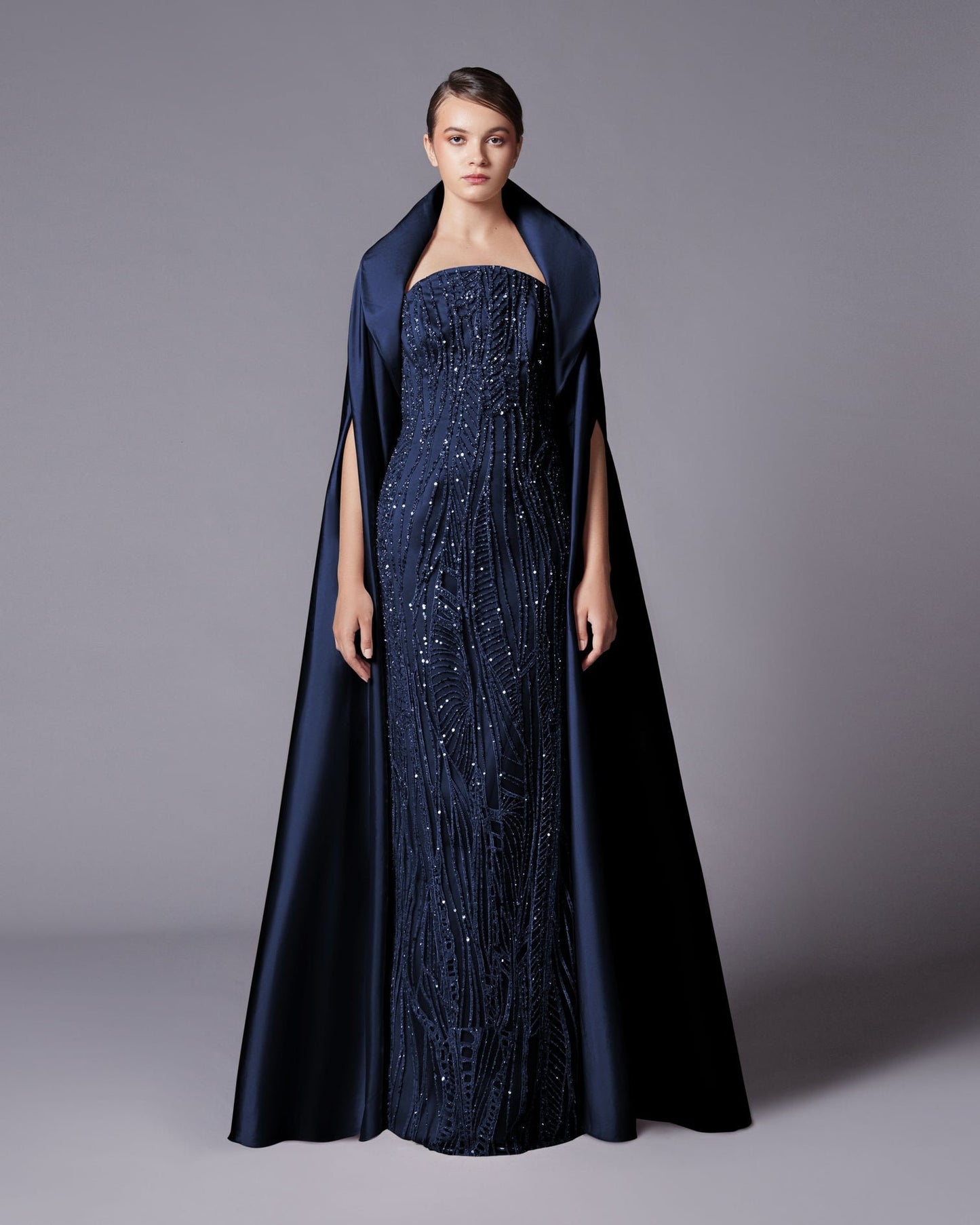 Minimalist Satin Special Occasion Open Floor Length Cape
