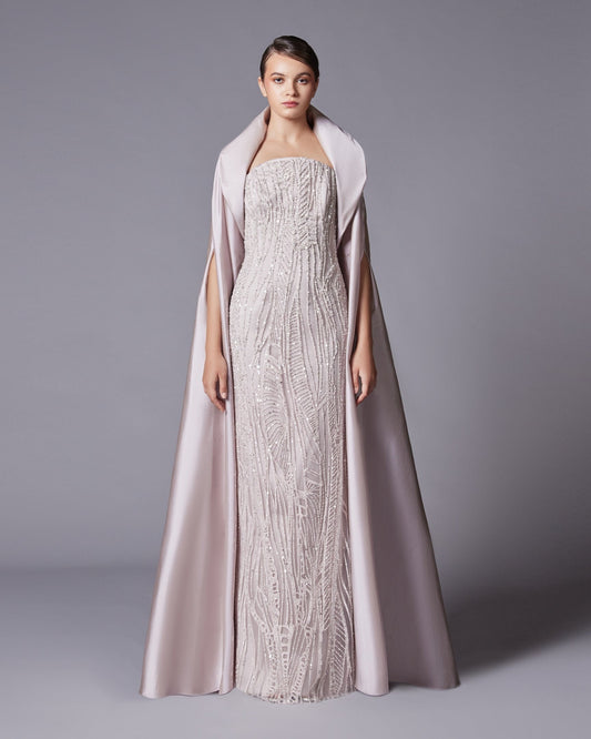 Minimalist Satin Special Occasion Open Floor Length Cape