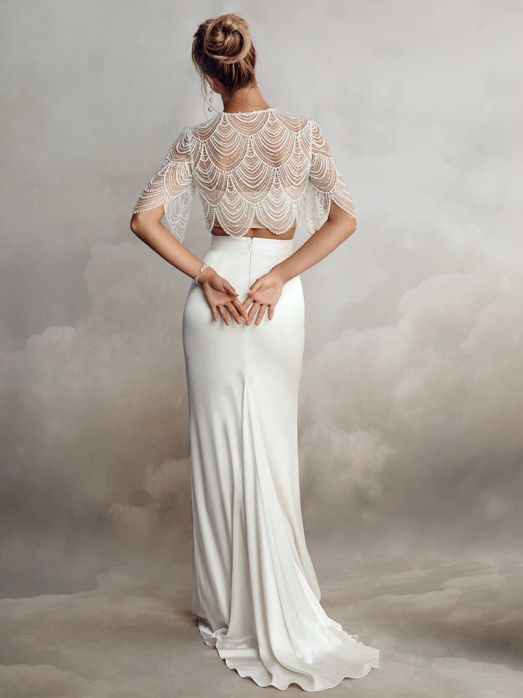 Beautiful Ornate Beaded Layered Scalloped Hem Bridal Special Occasion Party Bolero