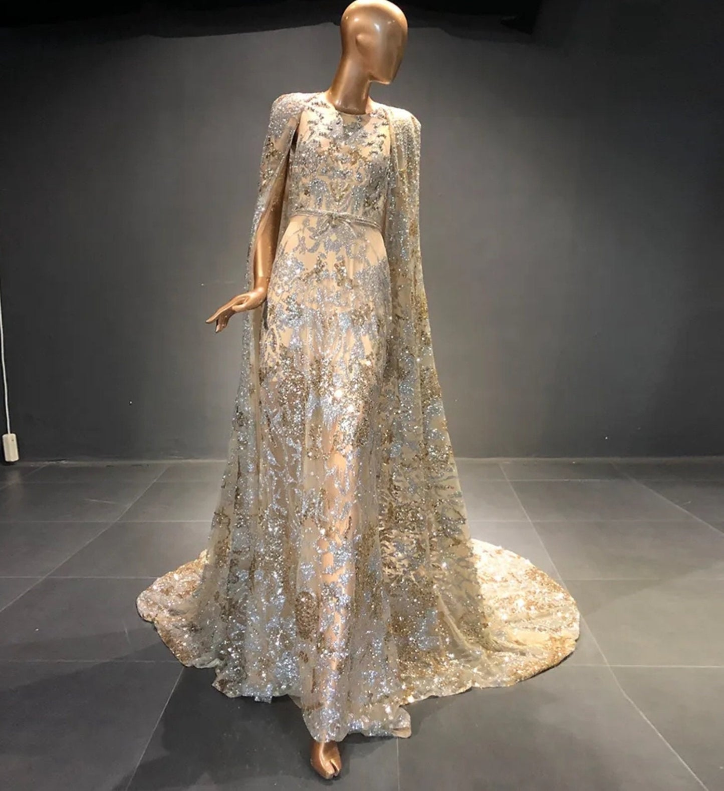 Spectacular Sparkling Sequin Champagne Mother Of The Bride Special Occasion Evening Gown