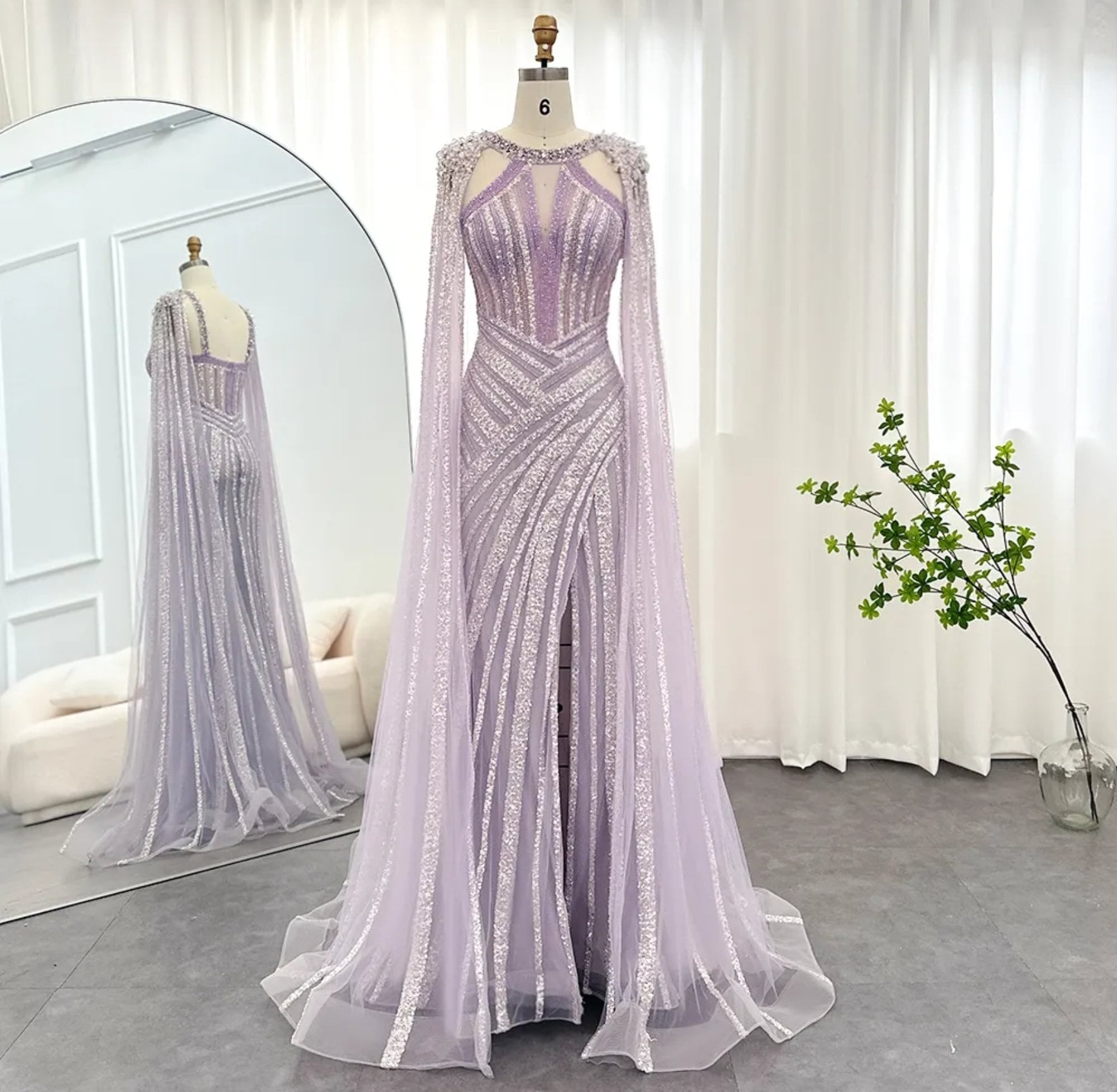 mother of the bride purple dress Beautiful Lilac Purple Hand Beaded Sequinned Mother Of The Bride Special Occasion Engagement Party Evening Gown CUSTOM SIZE