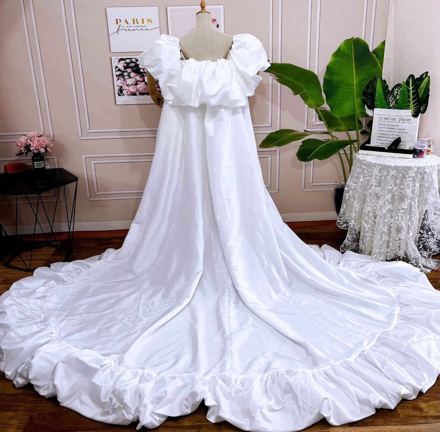 Elegant Taffeta Slightly Puff Pleated Special Occasion Bridal Event Gala Cape Jacket