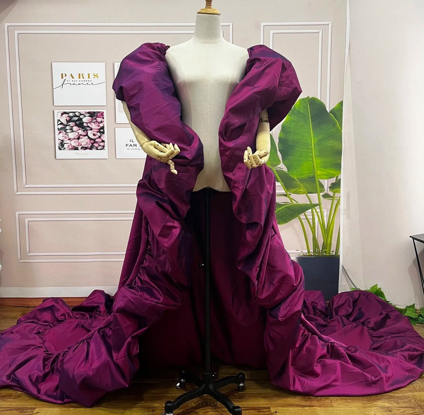 Elegant Taffeta Slightly Puff Pleated Special Occasion Bridal Event Gala Cape Jacket