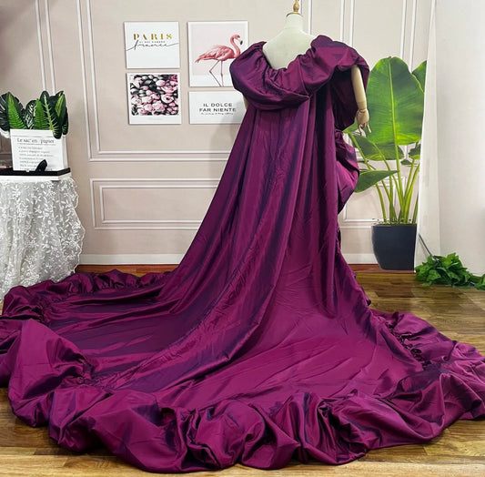 Elegant Taffeta Slightly Puff Pleated Special Occasion Bridal Event Gala Cape Jacket