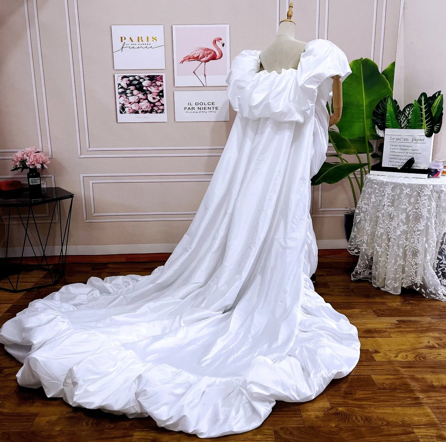 Elegant Taffeta Slightly Puff Pleated Special Occasion Bridal Event Gala Cape Jacket