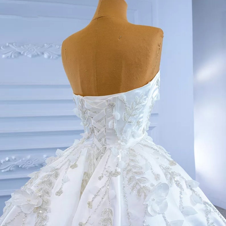 Strapless Floral Sheath Mermaid Gown With Detachable Train