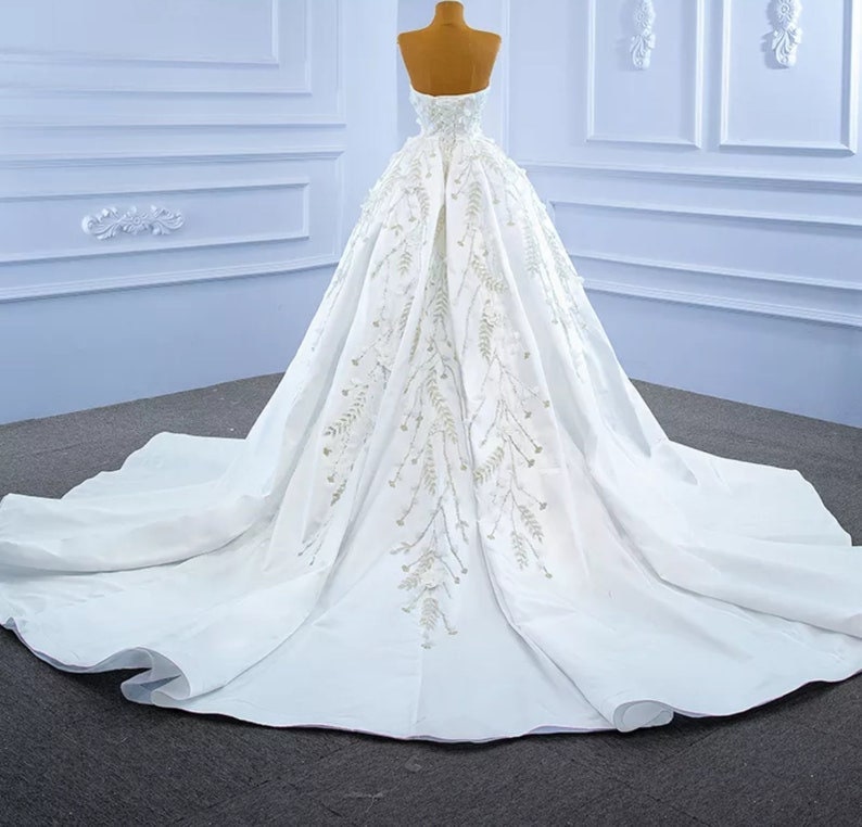 Strapless Floral Sheath Mermaid Gown With Detachable Train