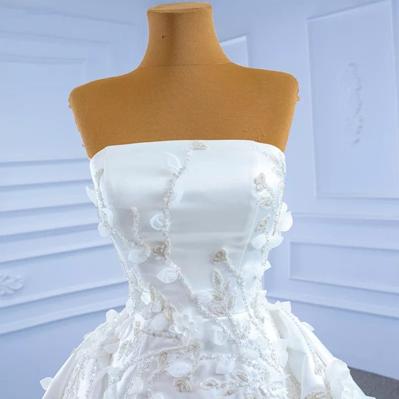 Strapless Floral Sheath Mermaid Gown With Detachable Train