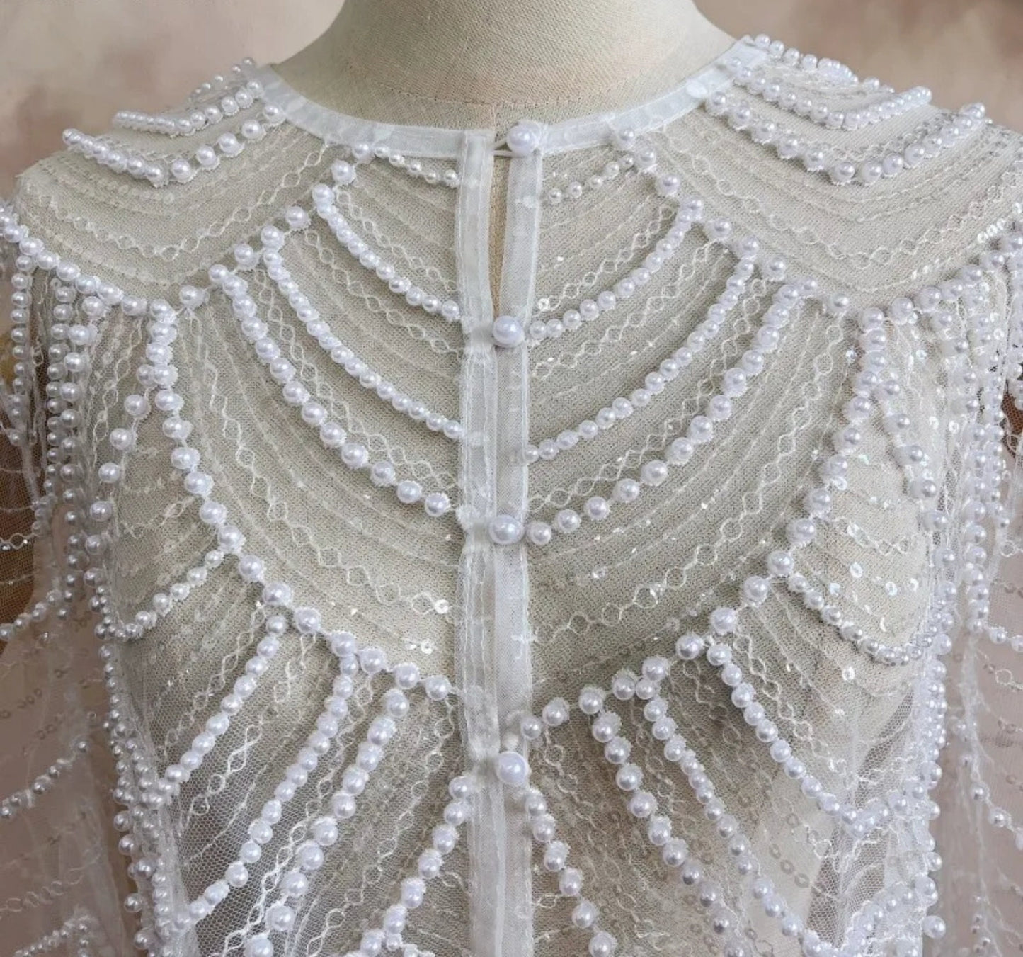 Beautiful Ornate Beaded Layered Scalloped Hem Bridal Special Occasion Party Bolero