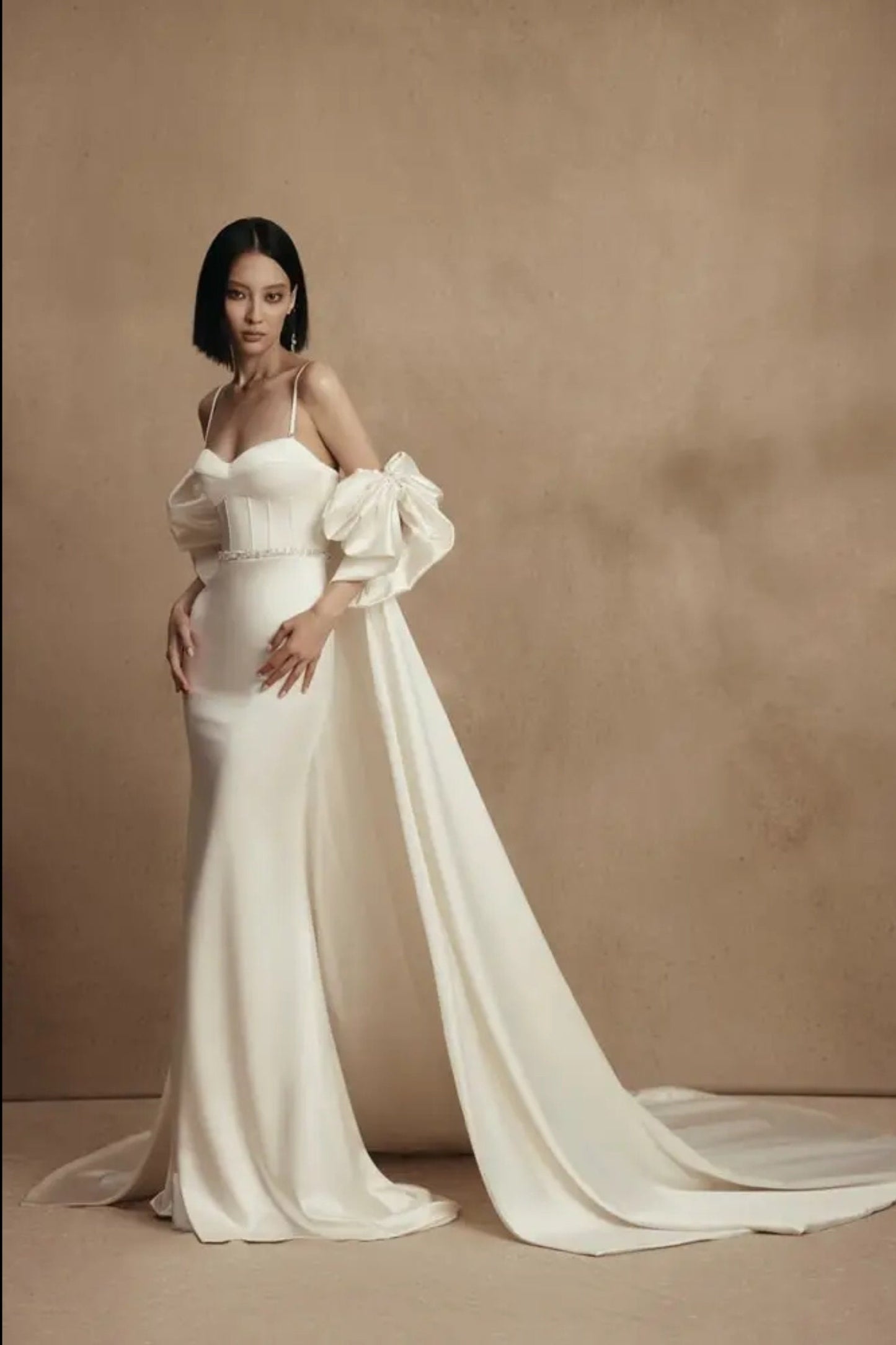 Bow Knot Crystal Embellished Bicep Sleeve Cape