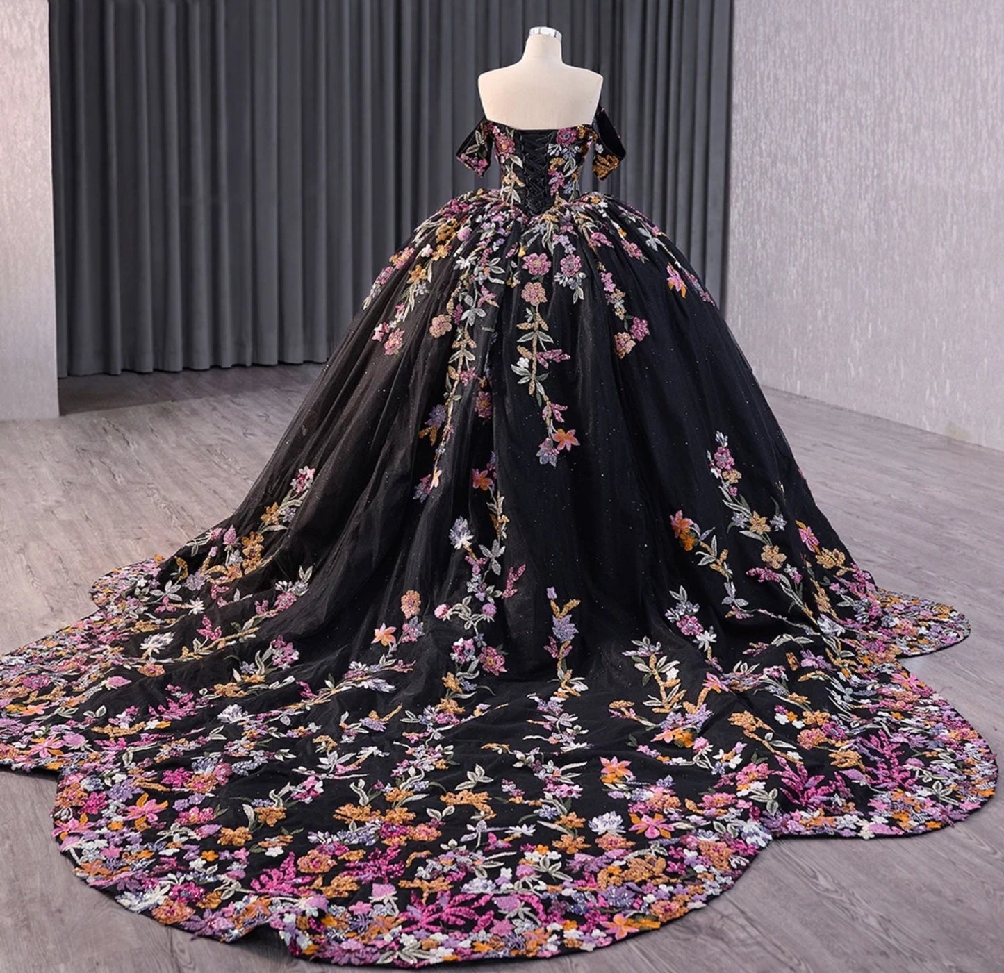 Floral Sequin Appliqué Off The Shoulder Sweetheart Shimmering A-Line Quinceañera, Special Occasion, Event, Pageant Ball Gown