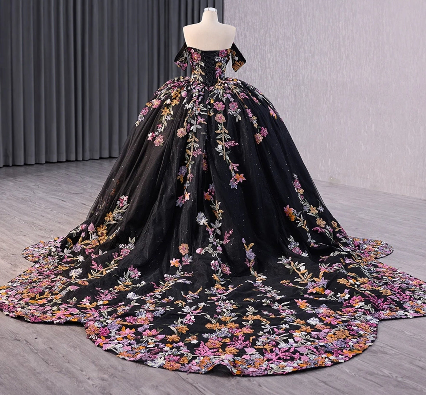 Floral Sequin Appliqué Off The Shoulder Sweetheart Shimmering A-Line Quinceañera, Special Occasion, Event, Pageant Ball Gown
